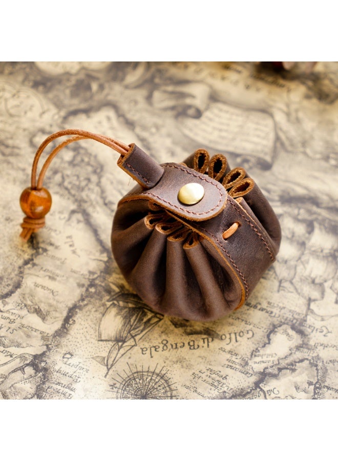 Handmade top layer cowhide drawstring coin purse - Image 1