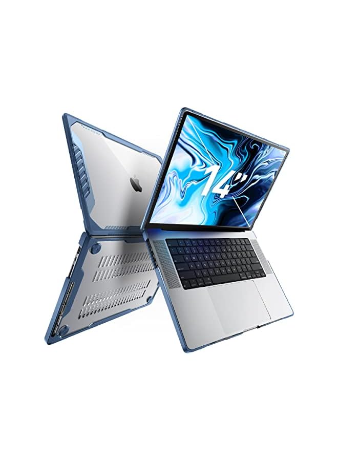 SUPCASE [Unicorn Beetle Series] Case Designed For MacBook Pro 14 Inch (2021 Release) A2442 M1 Pro / M1 Max, Slim Rubberized TPU Bumper Cover for MacBook Pro 14" with Touch ID - Azure - Image 1