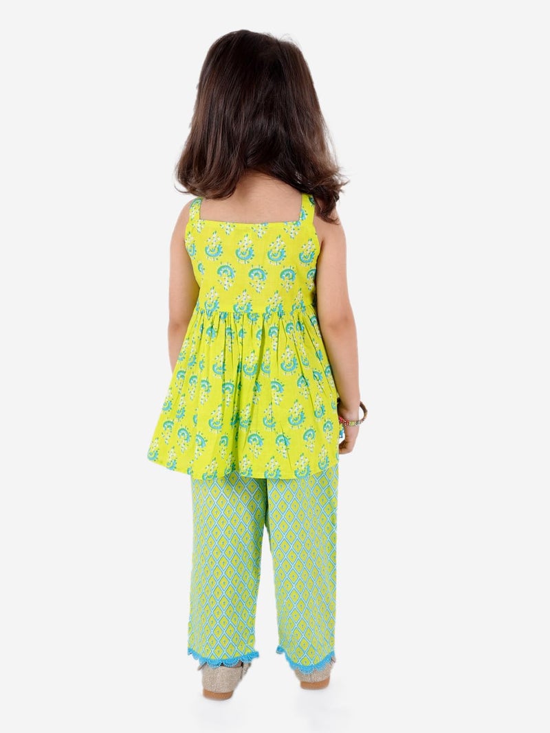 Superminis Baby Girls Kids Jaipuri Sanganeri Print Cotton Fancy Kurta Kurti Kameez Ethnic Indian Traditional Suit Lehnga Skirt Sharara Patiala Dhoti Salwar Festival Dress For 6 12 18 Month Year - Image 5