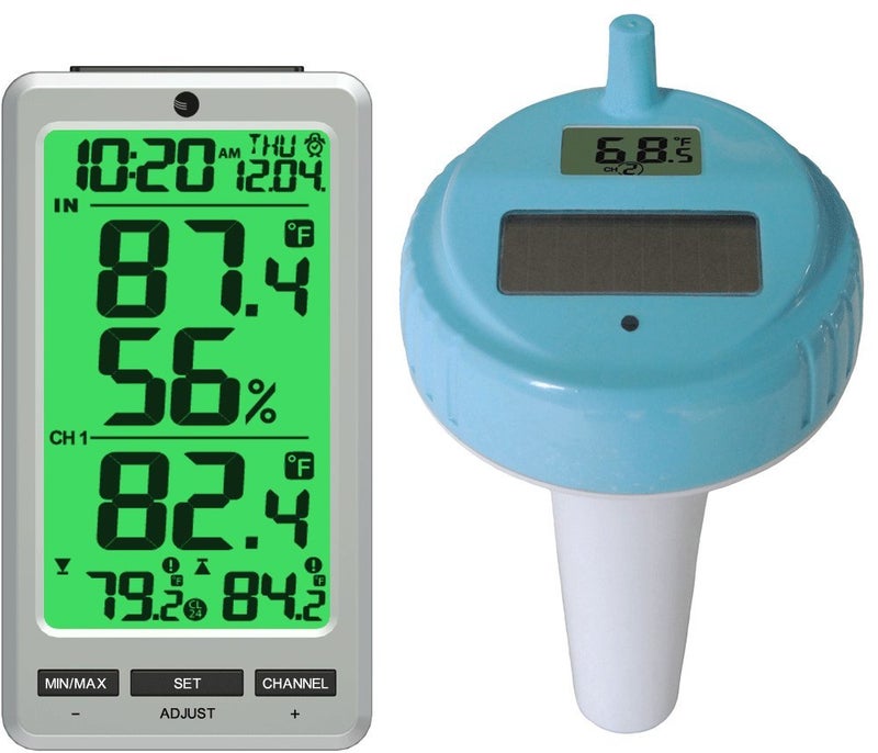 Ambient Weather Ambient Weather WS25 Wireless 8Channel Floating Pool and Spa Thermometer with Indoor Temperature and Humidity 