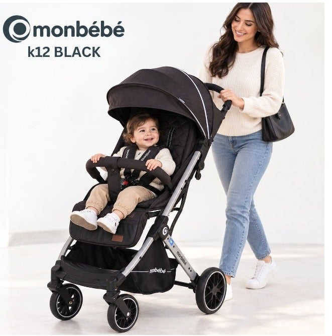 Monbébé K12 Foldable Baby Stroller, Black - Image 1