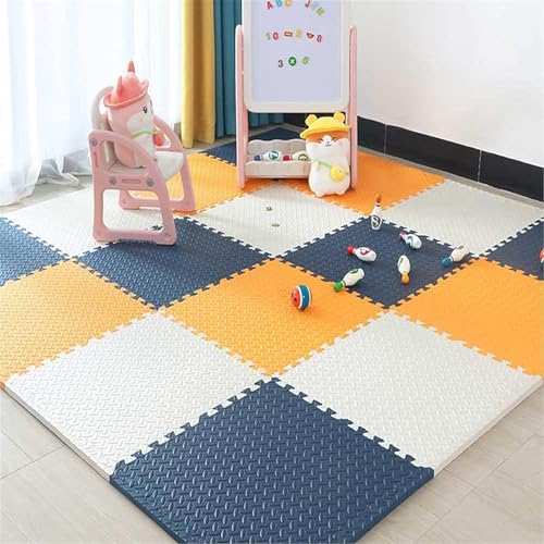 SIGNATRON Fitness Puzzle Mat, Gym Floor Mat, Exercise Mat, EVA Foam Interlocking Tiles, Flooring for Home Gym Equipment and Workouts,12mm (Navy Blue - Orange - White, 6 Tiles - 24 Square Feet) - Image 2