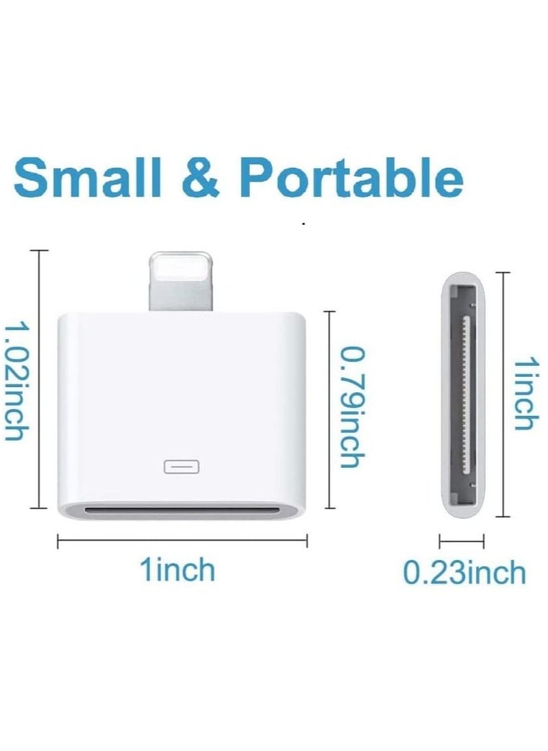 Ntech - Ntech Lightning to 30-Pin Adapter MFi Certified Charging Connector 8 Pin Male to 30 Pin Female Converter Compatible iPhone 12/11/X/8/7/6/5/iPad/iPod White (No Audio) - Image 1