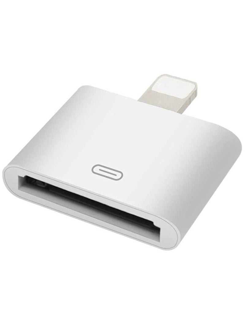 Ntech - Ntech Lightning to 30-Pin Adapter MFi Certified Charging Connector 8 Pin Male to 30 Pin Female Converter Compatible iPhone 12/11/X/8/7/6/5/iPad/iPod White (No Audio) - Image 1