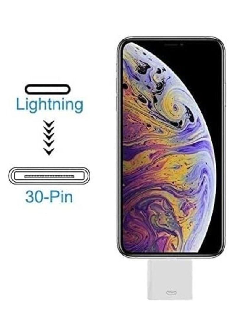 Ntech - Ntech Lightning to 30-Pin Adapter MFi Certified Charging Connector 8 Pin Male to 30 Pin Female Converter Compatible iPhone 12/11/X/8/7/6/5/iPad/iPod White (No Audio) - Image 1