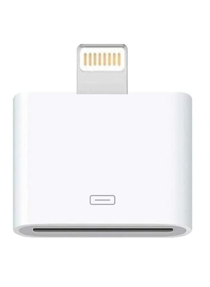 Ntech - Ntech Lightning to 30-Pin Adapter MFi Certified Charging Connector 8 Pin Male to 30 Pin Female Converter Compatible iPhone 12/11/X/8/7/6/5/iPad/iPod White (No Audio) - Image 1