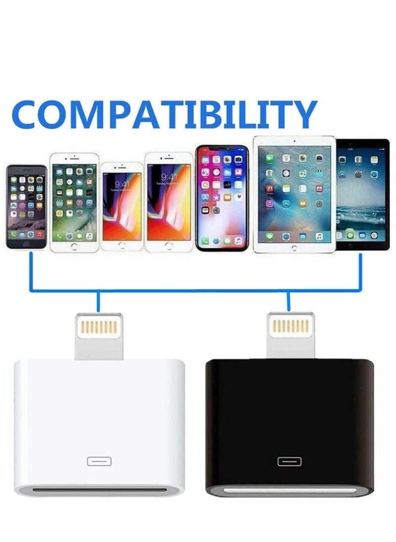 Ntech - Ntech Lightning to 30-Pin Adapter MFi Certified Charging Connector 8 Pin Male to 30 Pin Female Converter Compatible iPhone 12/11/X/8/7/6/5/iPad/iPod White (No Audio) - Image 1
