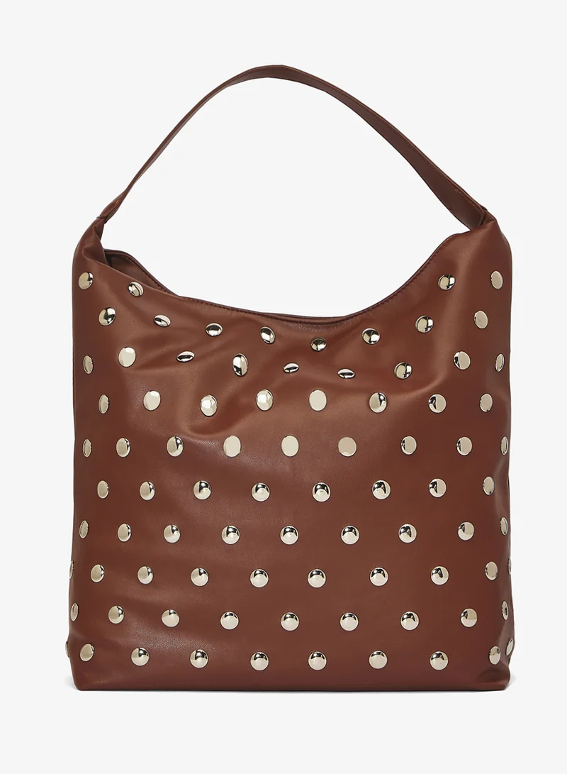 Ginger Slouch Tote With Metal Embellished Detail