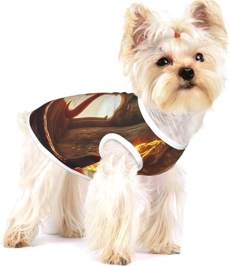 Fire and Flames Print Pet Clothes for Small Dogs and Cats – Soft Cotton Dog Pajamas, Cat Outfit, for Chihuahuas, Dachshund Clothes, Puppy Clothes Small - Image 1