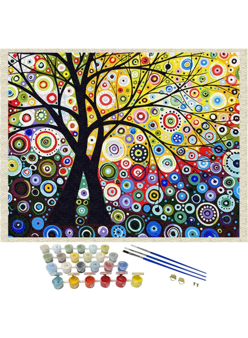 مجموعة الرسم بالأرقام من آي كوستور، مقاس 16×20 بوصة | لوحة أكريليك يمكنك صنعها بنفسك للكبار والصغار | مجموعة فنية للمبتدئين بتصميم شجرة الحب