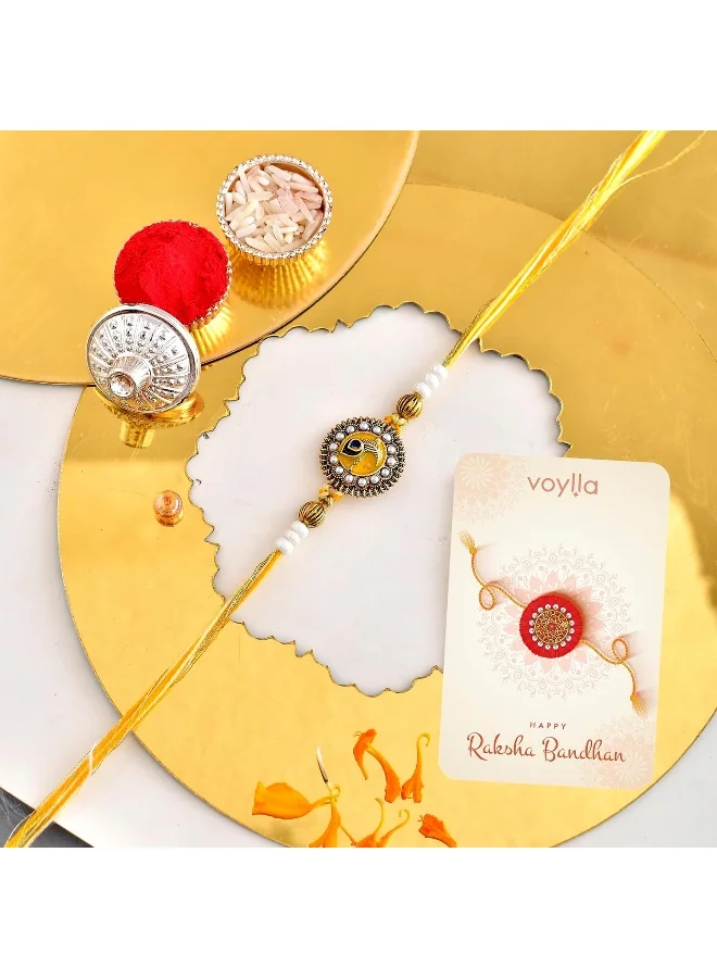 فويلا Studded Yellow Thread Mens Rakhi
