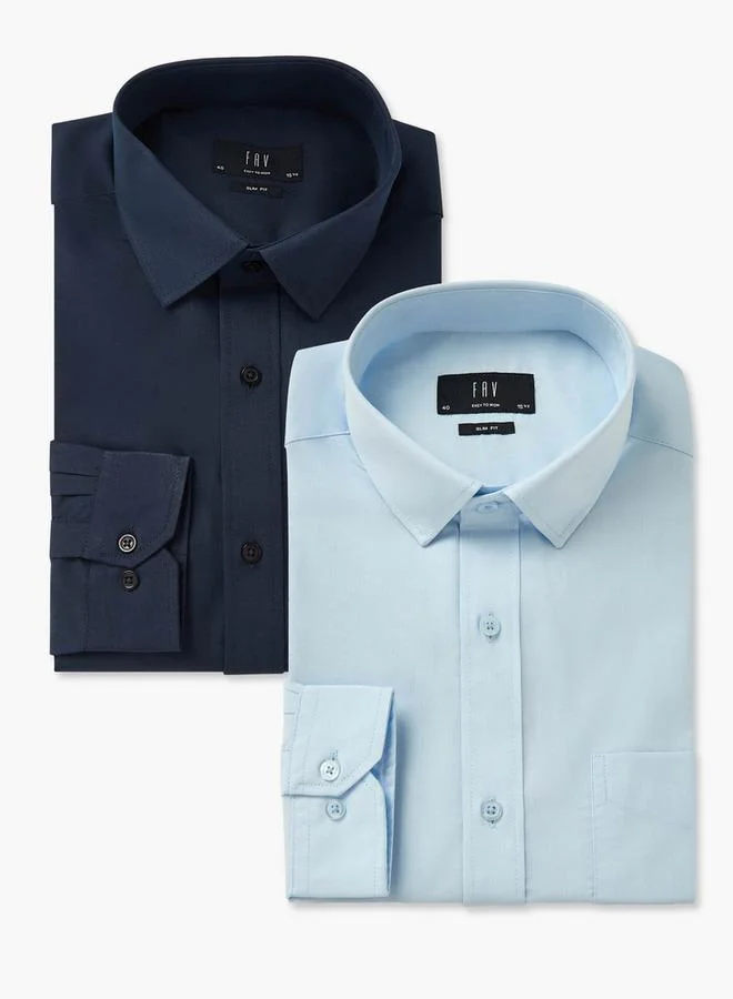 Splash FAV Set of 2 - Men Slim Fit Collared Long Sleeves Shirt