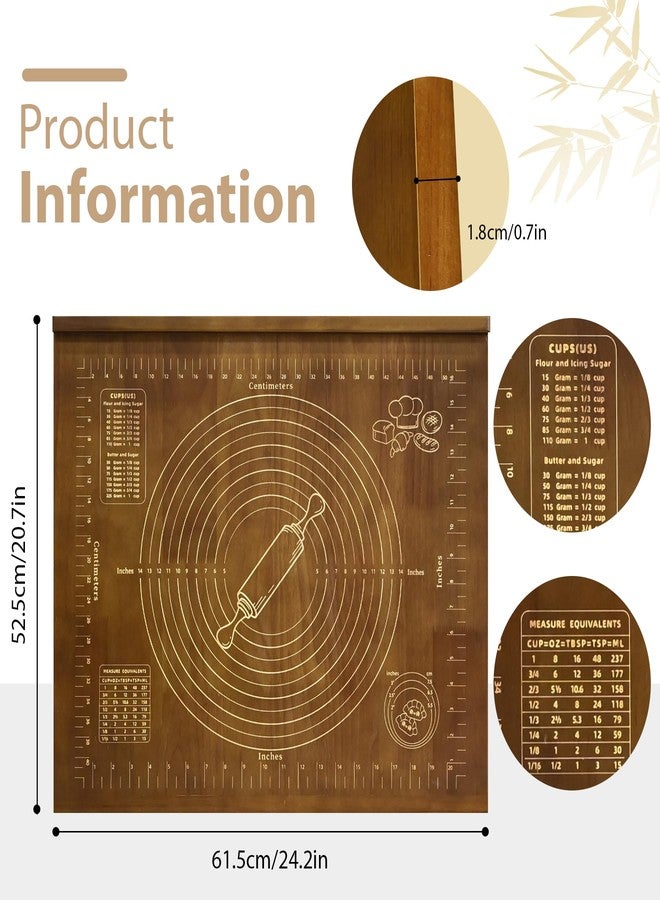 Kuabiz Wooden Pastry Board with Measurement 24'' x 20" Reversible Kneading Board with Side Lip and Engraved Ruler Bread Cutting Boards for Rolling Dough Baking Counter Top Kitchen (Brown) - Image 2