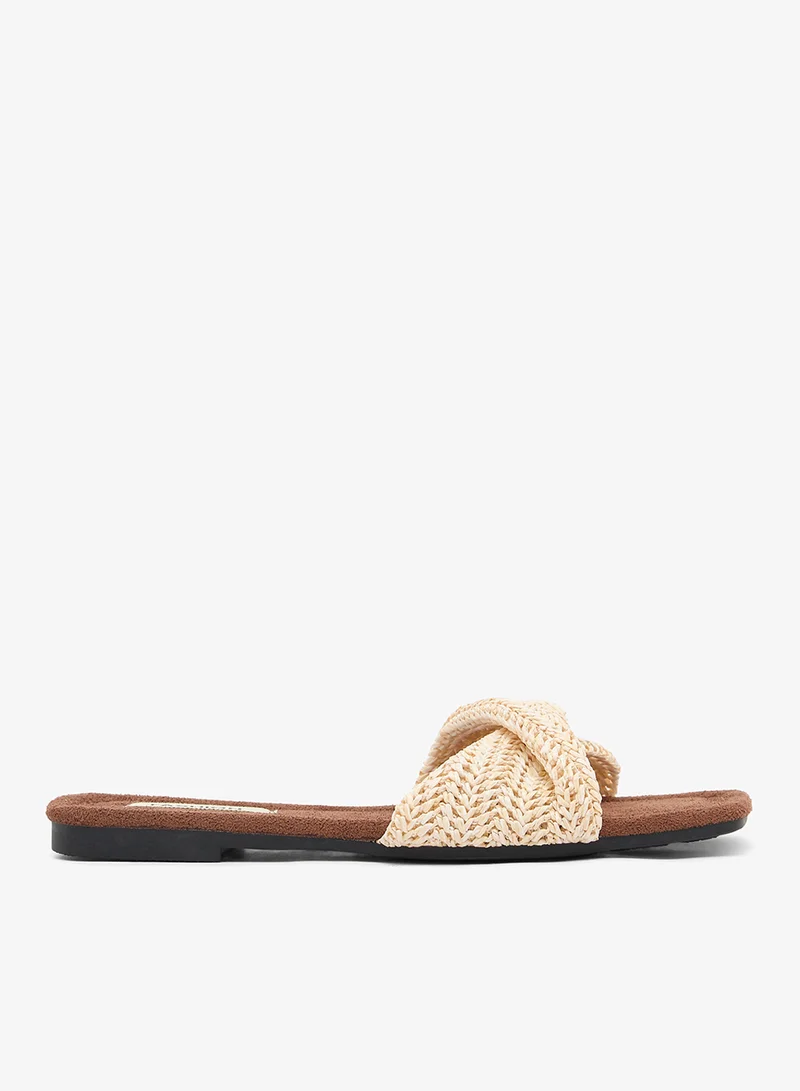Raffia Material Flat Beach Sandals