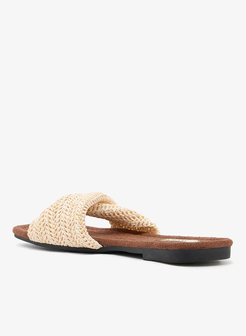 Ginger Raffia Material Flat Beach Sandals