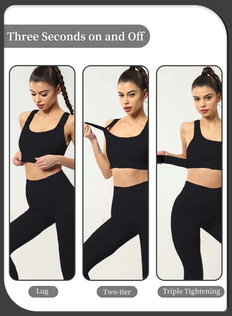 Moovant Premium Sports Bra for Women, Yoga Workout High Impact Front Close Tank Tops Adjustable Straps Support Cross Back Bra, Yoga Running Balling Fitness Shockproof Push Up Bra, Black - Image 4