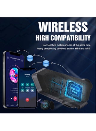 Motorcycle Helmet Speakers High Battery Life Helmet Headphone IPX6 Automatic Answer/Call Music Control/Intelligent Noise/Wake up Siri, 2 Different Types of Mic - Compatible with All Helmets - view 2