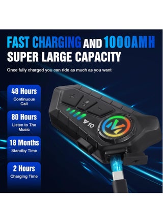 Motorcycle Helmet Speakers High Battery Life Helmet Headphone IPX6 Automatic Answer/Call Music Control/Intelligent Noise/Wake up Siri, 2 Different Types of Mic - Compatible with All Helmets - view 3