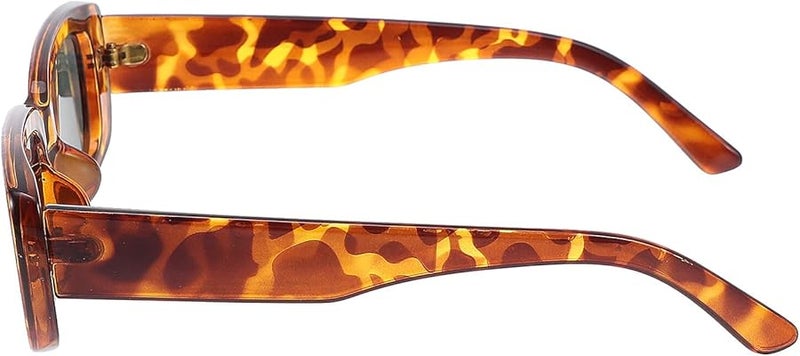 Square Frame Sunglasses With Emerald Tinted Lenses Unisex Fashion Leopard Print - Image 1