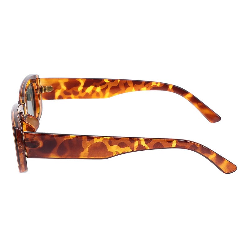 Square Frame Sunglasses With Emerald Tinted Lenses Unisex Fashion Leopard Print - Image 2