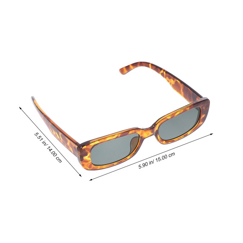 Square Frame Sunglasses With Emerald Tinted Lenses Unisex Fashion Leopard Print - Image 3
