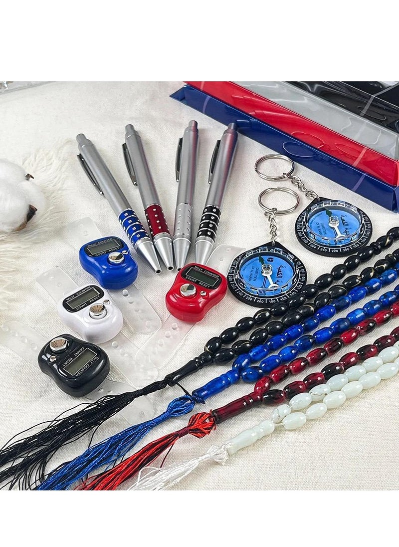 Rosh Luxury Islamic Prayer Beads Set: 33 Tasbih Beads + Digital Counter, Compass, Pen - Ramadan & Eid Corporate Gift  - Image 2