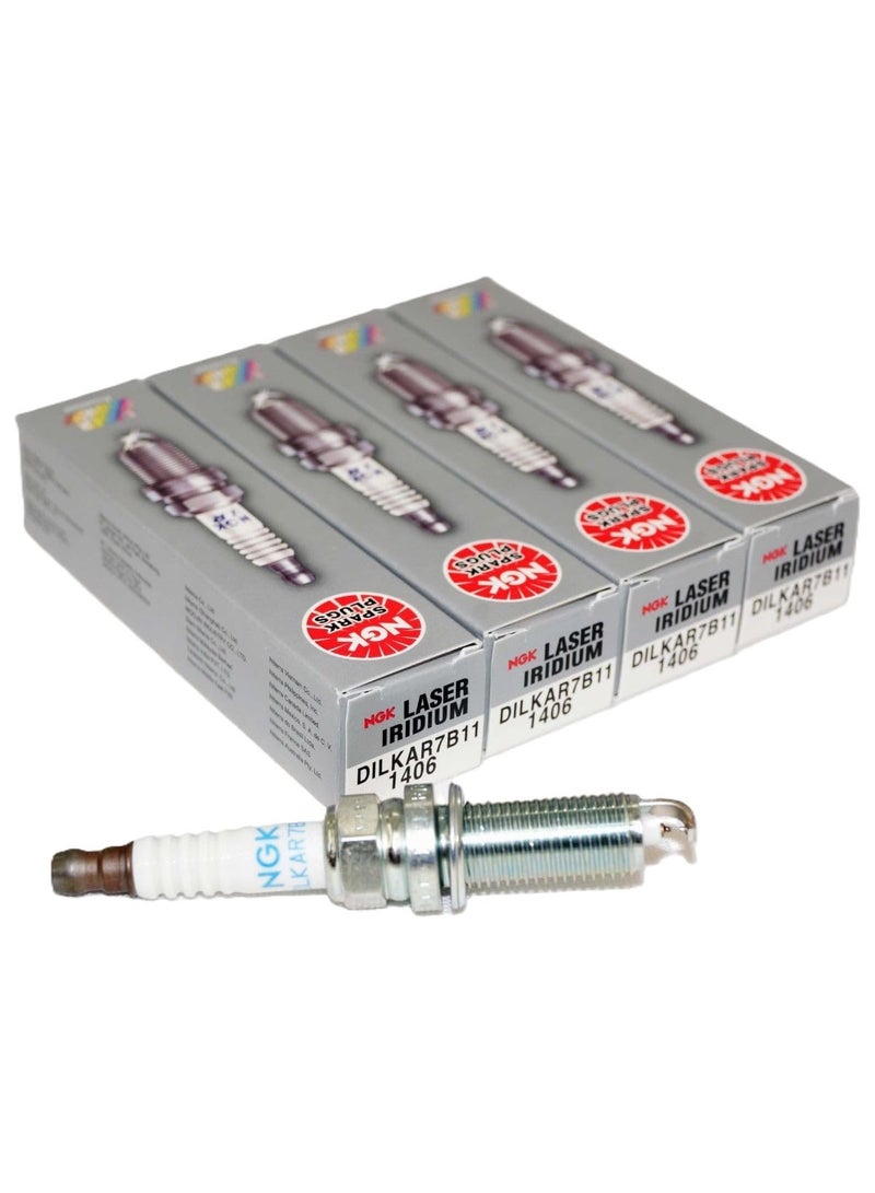 NGK DILKAR7B11 Laser Iridium Spark Plugs Set of 4 – High Performance, Long Life Ignition Plugs (1406) - Image 1