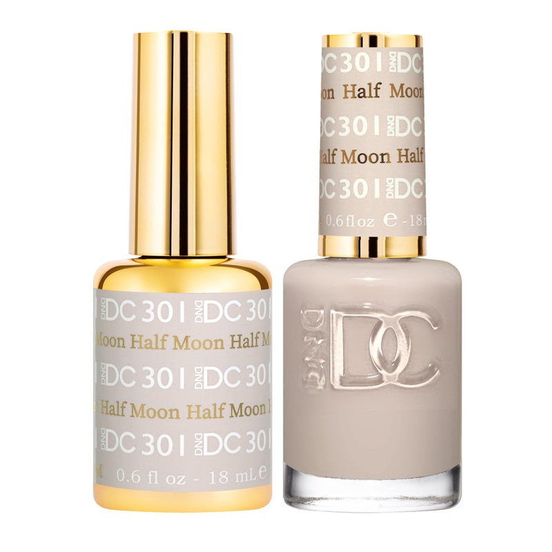 DAISY DND DND DC Gel Polish Set, Grey Collection, UV/LED Gel Polish and Air Dry Nail Lacquer, Matching Chip-Free Polish Duo, 301 Half Moon, 0.5 Fl Oz - Image 1