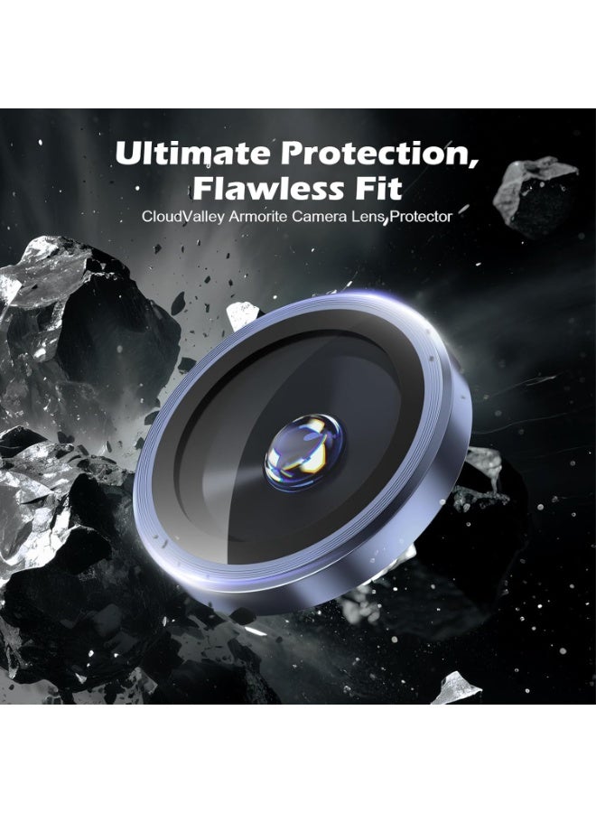 Camera Lens Protector for iPhone 17 Pro 6.3-Inch and iPhone 17 Pro Max 6.9-Inch, 9H Tempered Glass Metal Individual Ring Cover, HD Clear, 3-Pieces Deep Blue - Image 3