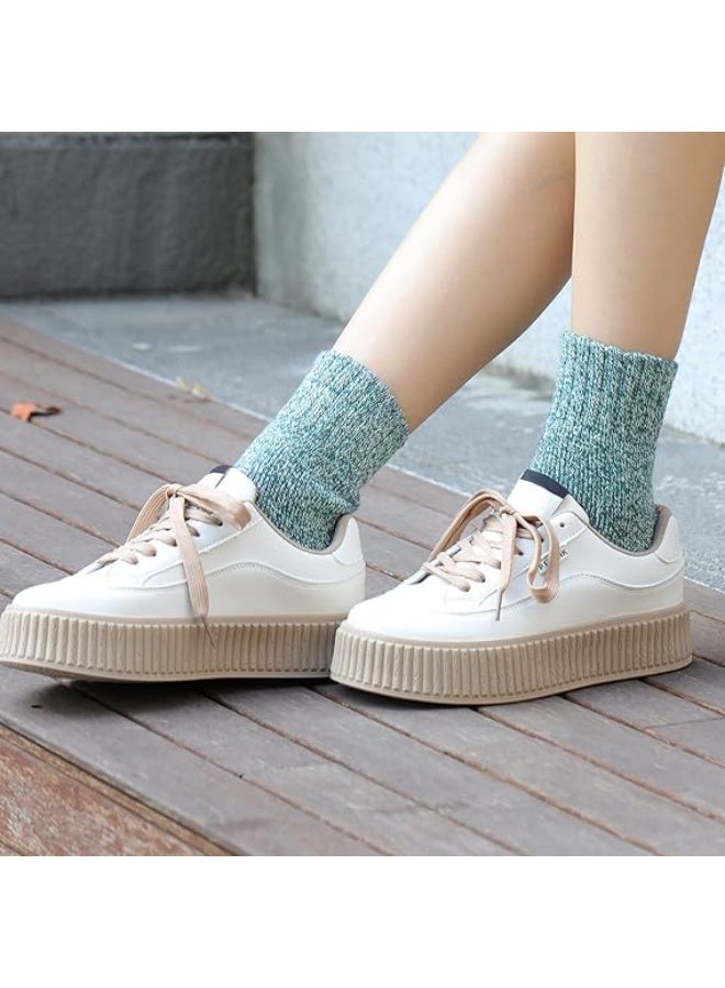 kunshao 5 Pairs Wool Socks for Women and Men, Warm Super Soft Thick Knit Crew Boot Socks, Ramadan Eid Winter Essentials - Image 5