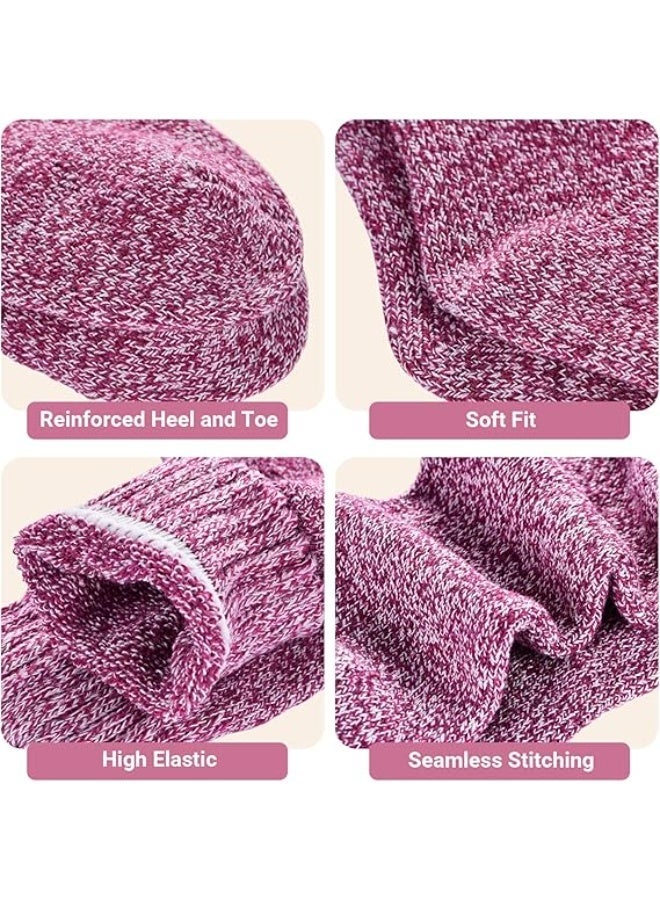 kunshao 5 Pairs Wool Socks for Women and Men, Warm Super Soft Thick Knit Crew Boot Socks, Ramadan Eid Winter Essentials - Image 4