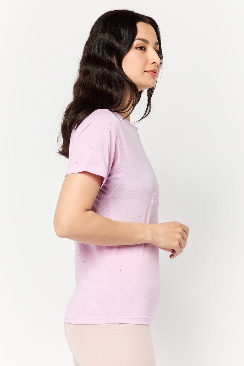 Adidas تي شيرت رياضي نسائي بأكمام قصيرة مناسب في الهواء الطلق، ليلك - Image 4