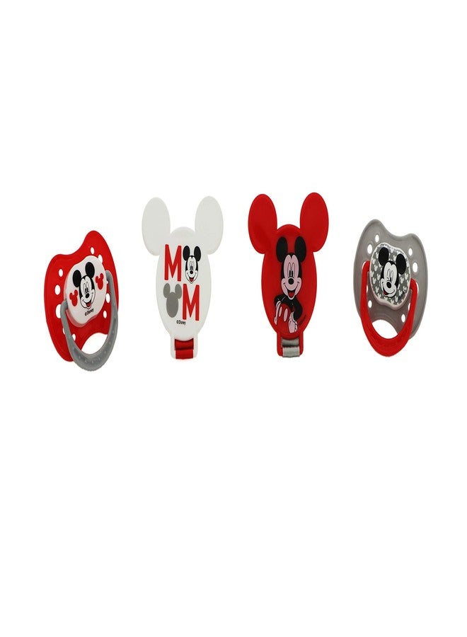 Disney Cudlie Disney Baby Boy Mickey Mouse Pack of 2 Pacifier with 2 Clips, M Is Fo Mickey - Image 1