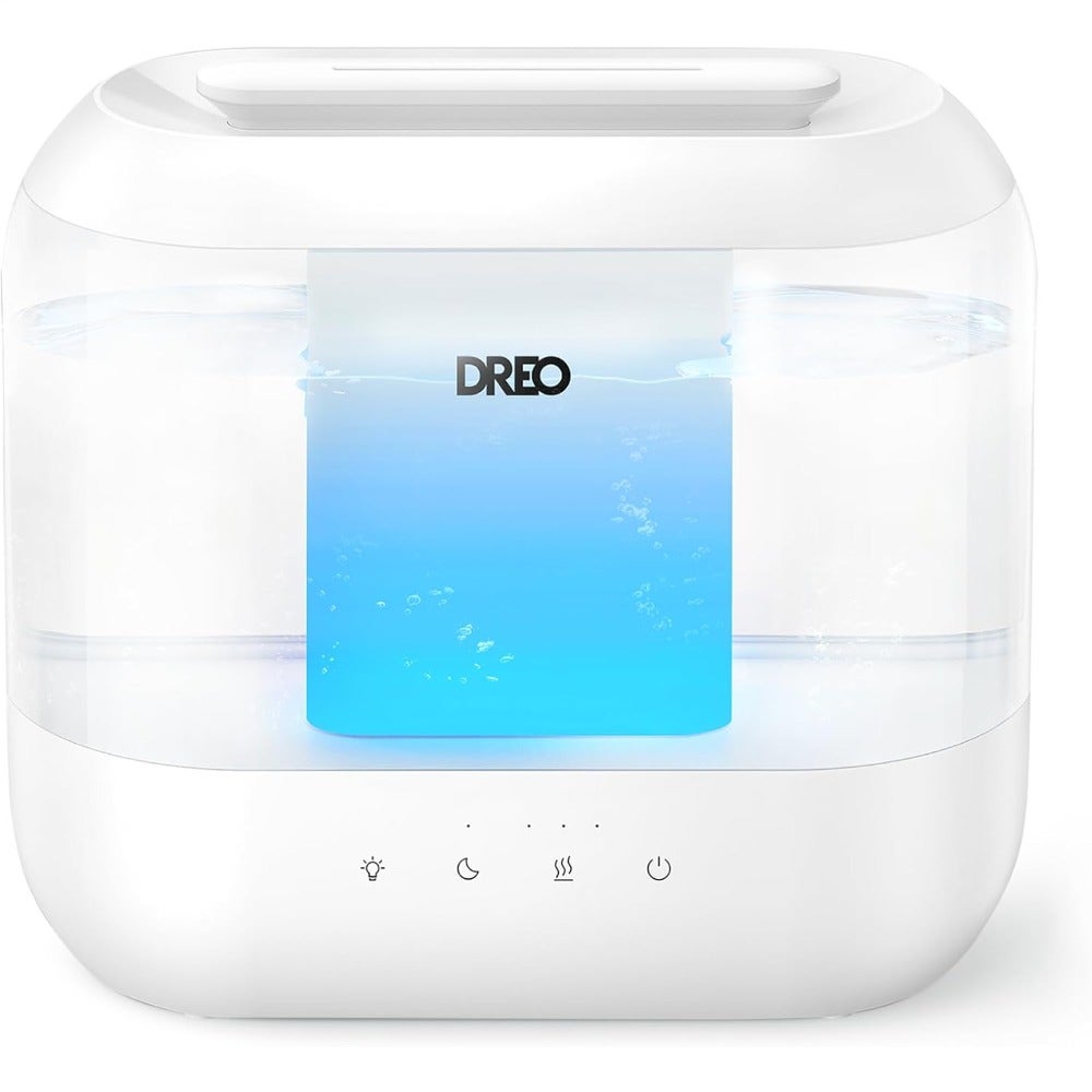 Bedroom baby humidifier: 4L cool mist, white, ultra-quiet 28 dB, 36H runtime, top-fill, easy clean fill, includes night light and oil diffuser