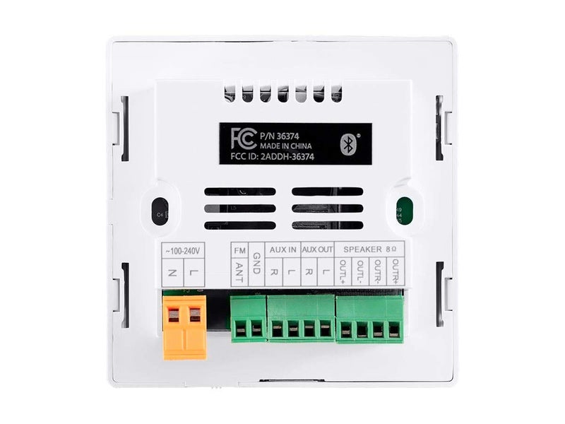 Monoprice Commercial Audio Wall Mount Music Amplifier - with Bluetooth, Aux, FM, and IR Remote, White - Image 3