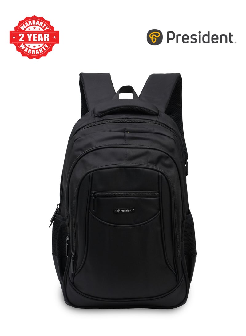 PRESIDENT Classic Daily Backpack Waterproof, Fits 18” Laptop, Lightweight & Durable Travel Backpack for Work, Study & Daily Use (Black) MODEL-BPP00313 - Image 1