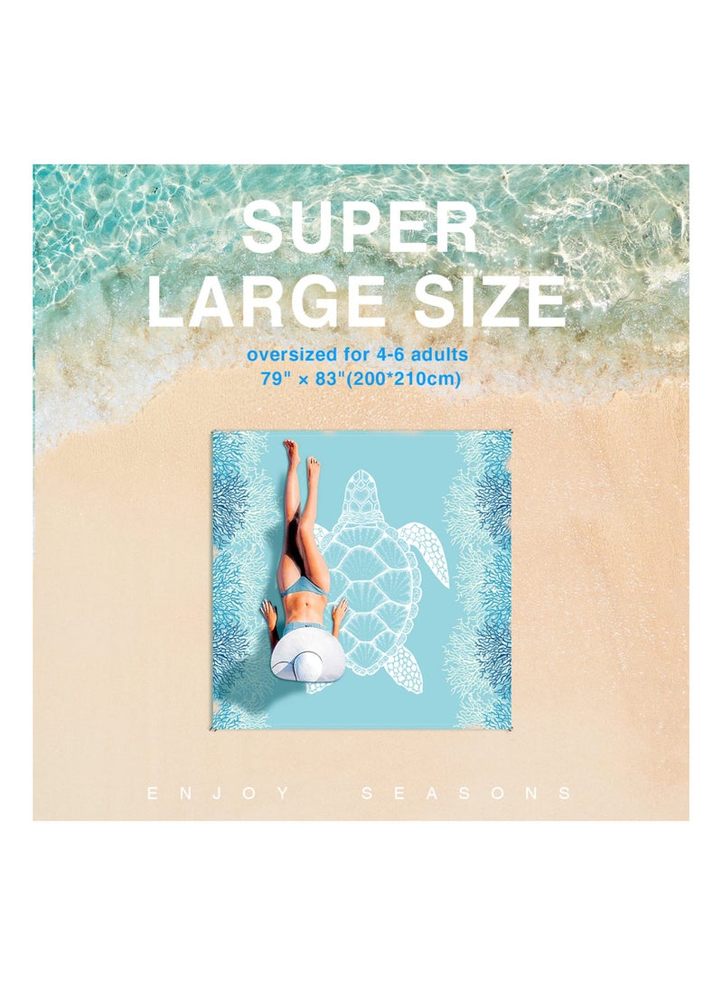 Excefore Beach Blanket Sandproof Large Beach Mat 79x 83 4-6 Adults Oversized Lightweight Sand Free Beach Mat Waterproof Beach Blanket Portable Outdoor Camping Blankets for Travel, Camping, Hiking - Image 2
