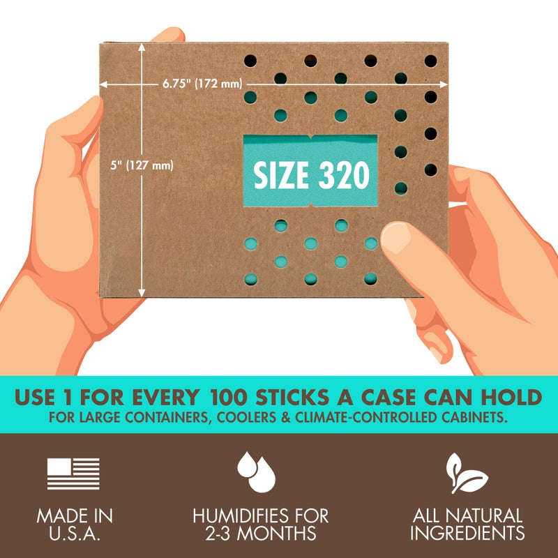 Boveda 72% Two-Way Humidity Control Pack For Large Wood Humidifier Boxes â€“ Size 320 â€“ Single â€“ Moisture Absorber â€“ Humidifier Pack â€“ Individually Wrapped Hydration Packet - Image 2