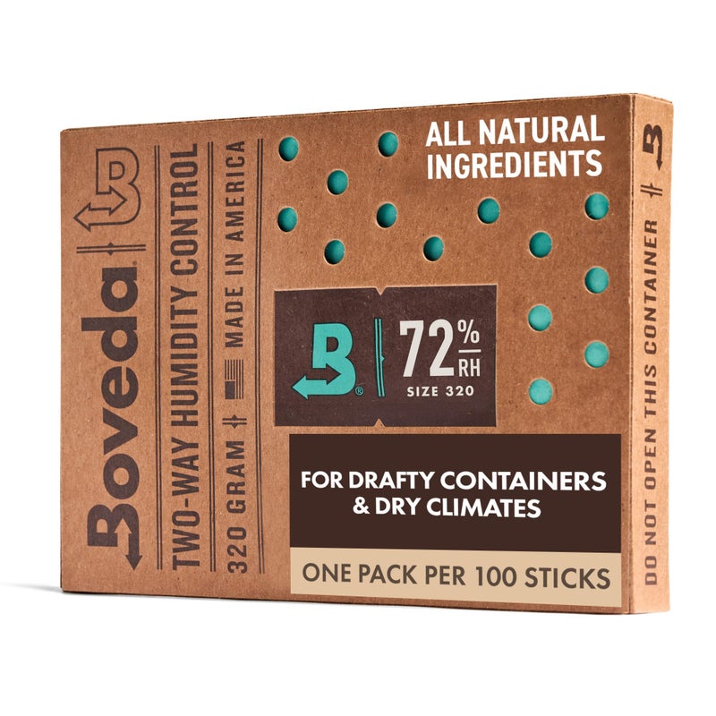 Boveda 72% Two-Way Humidity Control Pack For Large Wood Humidifier Boxes â€“ Size 320 â€“ Single â€“ Moisture Absorber â€“ Humidifier Pack â€“ Individually Wrapped Hydration Packet - Image 1
