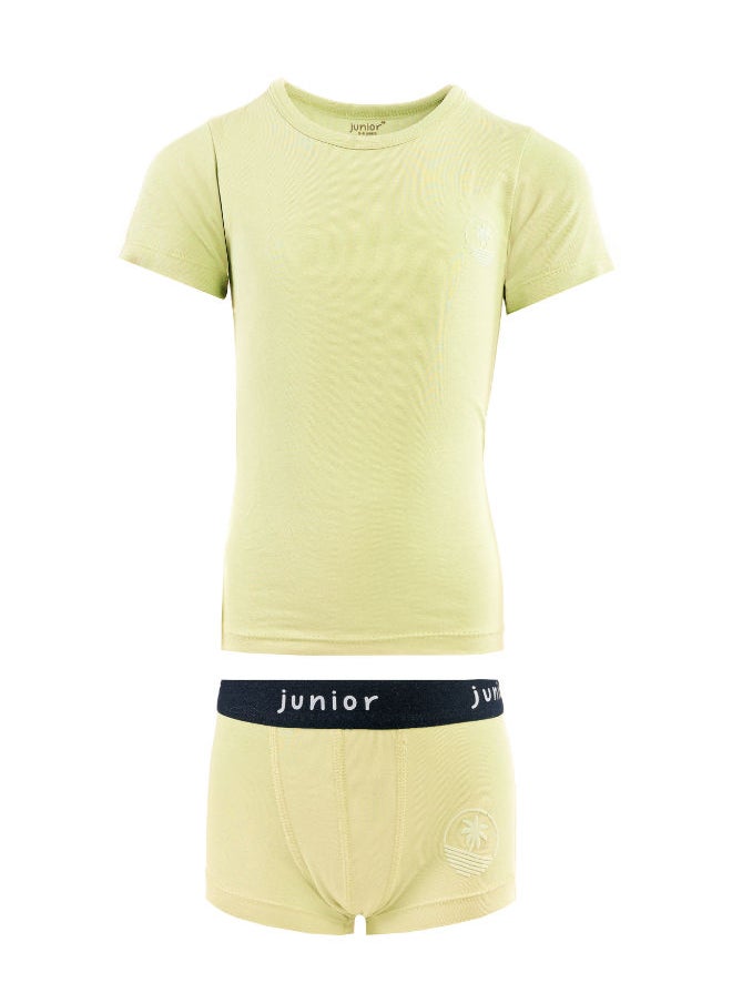 Junior High Quality Cotton Blend and Comfy Boys'set "Short sleeve flannel with Boxer" 