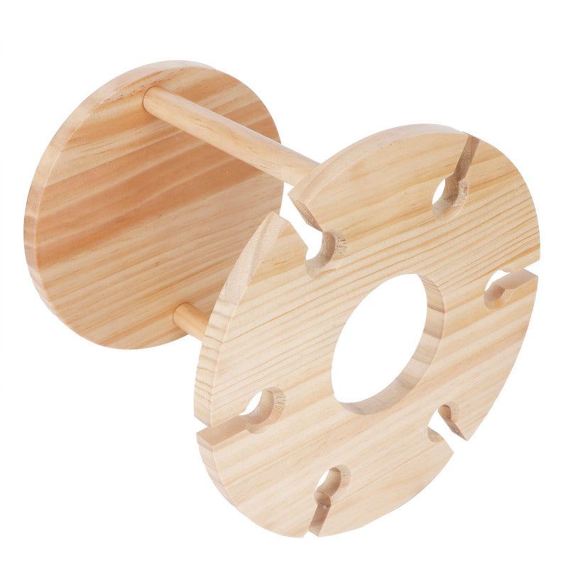 Wooden Wine Rack 1 Bottle & 6 Stemware Capacity Natural Durable Wood - Easy Assembly Wine Glass Holder for Home Bar Kitchen Tabletop Wine Lovers - Image 4