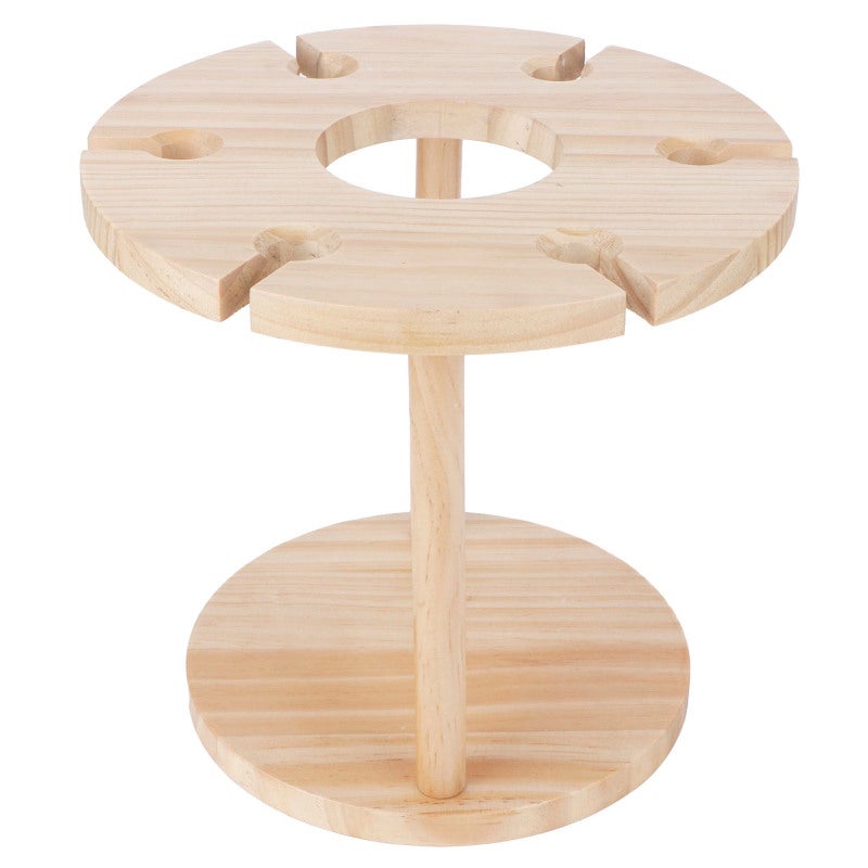 Wooden Wine Rack 1 Bottle & 6 Stemware Capacity Natural Durable Wood - Easy Assembly Wine Glass Holder for Home Bar Kitchen Tabletop Wine Lovers - Image 2