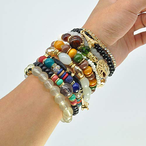 VONRU Bohemian Bracelet Sets for Women 6 Sets Stackable Stretch Multi-color Boho Hippie Dainty Jewelry Best Friend Gift (Bead bracelet set for women) - Image 4