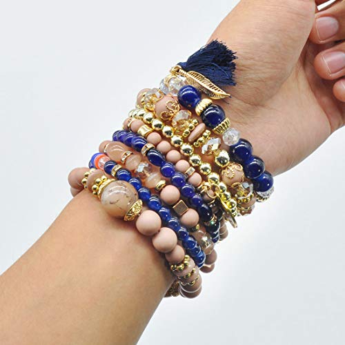 VONRU Bohemian Bracelet Sets for Women 6 Sets Stackable Stretch Multi-color Boho Hippie Dainty Jewelry Best Friend Gift (Bead bracelet set for women) - Image 5