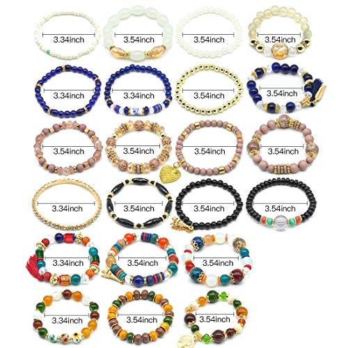 VONRU Bohemian Bracelet Sets for Women 6 Sets Stackable Stretch Multi-color Boho Hippie Dainty Jewelry Best Friend Gift (Bead bracelet set for women) - Image 2