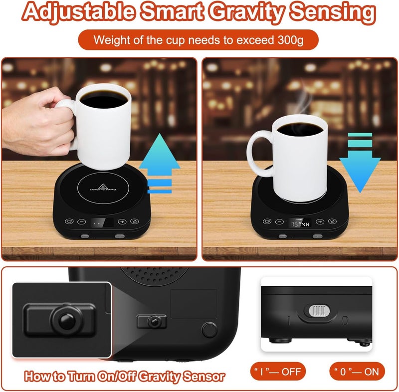 CEROBEAR Coffee Mug Warmer for Desk Cup Warmer for Home Office with Gravity Sensor 9 Temperature Setting(55-85℃) & 9 Hours Auto-on/Off Function for Heating Teapot Plate Coffee Tea Milk Coco Candle - Image 4
