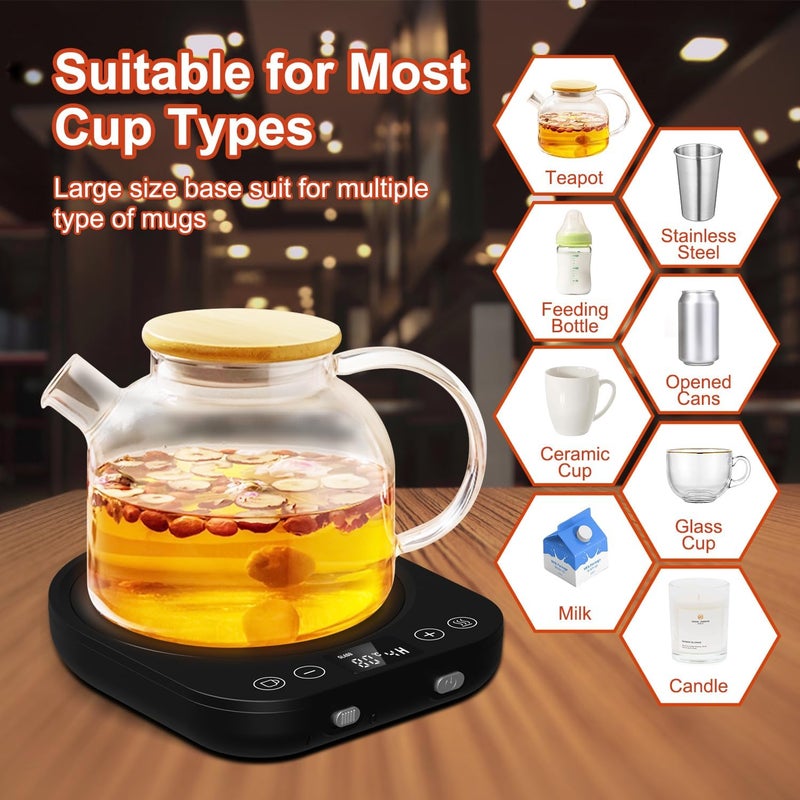 CEROBEAR Coffee Mug Warmer for Desk Cup Warmer for Home Office with Gravity Sensor 9 Temperature Setting(55-85℃) & 9 Hours Auto-on/Off Function for Heating Teapot Plate Coffee Tea Milk Coco Candle - Image 3