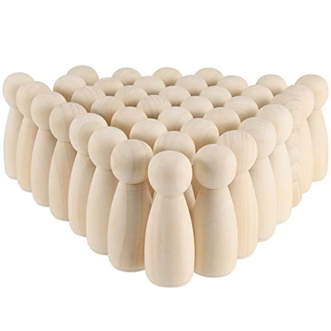 SINJEUN 40 PCS 3-1/2 Inch Wood Peg Dolls, Unfinished Large Wooden Peg Woman Angel Shape Wooden People Decorative Jumbo Peg Dolls Girl Unpainted Wood Figures for Art Crafts Painting - Image 1