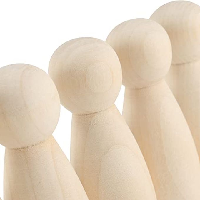 SINJEUN 40 PCS 3-1/2 Inch Wood Peg Dolls, Unfinished Large Wooden Peg Woman Angel Shape Wooden People Decorative Jumbo Peg Dolls Girl Unpainted Wood Figures for Art Crafts Painting - Image 3
