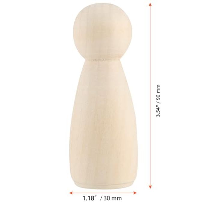SINJEUN 40 PCS 3-1/2 Inch Wood Peg Dolls, Unfinished Large Wooden Peg Woman Angel Shape Wooden People Decorative Jumbo Peg Dolls Girl Unpainted Wood Figures for Art Crafts Painting - Image 2